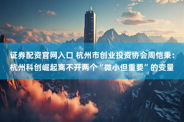 证券配资官网入口 杭州市创业投资协会周恺秉：杭州科创崛起离不开两个“微小但重要”的变量