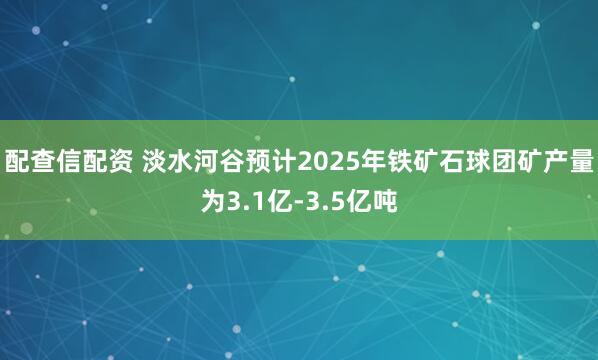 配查信配资 淡水河谷预计2025年铁矿石球团矿产量为3.1亿-3.5亿吨